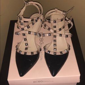 Bcbg studded pointed kitten heels